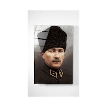 Atatürk Cam Tablo Sanatsal Duvar Dekoru Solmayan Canlı Renkler Mutfak Ve Yemek Alanı Sevdiklerinize Hediyelik Dayanıklı Cam Yapı