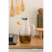 Porsima 2092 Metal Kapaklı Vakumlu Ölçekli Borosilikat Cam Yağdanlık Yağlık Sirkelik 1000ml Şeffaf