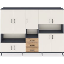 Arges Dolap 13 Raflı 3 Çekmeceli 9 Kapaklı 220x30x163 Antrasit-ay Antrasit-aytaşı/çam