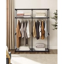 Ryg02gy Elbise Dolabı, 2 Elbise Askılı Gardırop, Kıyafet Muhafazası, Kumaş Dolap, Elbise Askısı, Katlanabilir, Giyinme Odası, Yatak Odası, 43 X 140 X 174 Cm, Gri