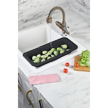 Sürgülü Ayarlanabilir Pratik Lavabo Süzgeci, Uzun Kısa Ayarlı Evye, Meyve Sebze Salata Yıkama Siyah Diğer