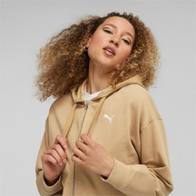 Puma Her Terry Fermuarlı Kadın Kapüşonlu Sweatshirt 676003 84 Bej