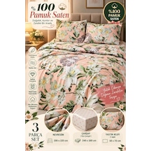 Slc Home %100 Pamuk Saten Şık Tasarım Çift Kişilik Nevresim Takımı 4 Parça Pembe Gül Pembe - 938601430 Pembe