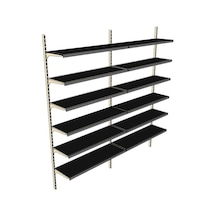 6 Katlı 2'li Market Rafı - Duvara Monte, Ekonomik Market Rafı Mavi-30x95 Cm Mavi