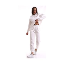 Winmoda34 Boyfriend Oversize Eşofman Takımı Kapüşonlu BEYAZ
