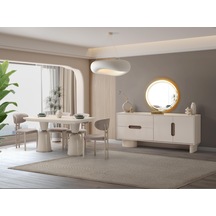 Vizyon Modern Dolaplı Çekmeceli Aynasız Konsol 180 45 85 Ekru