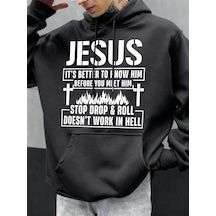 Startmore Tarzsokak İsa'yı Anlamalısınız Baskılı Erkek Kapüşonlu Üstleri Hip Hop Hoody Günlük Polar Yumuşak Spor Antrasit