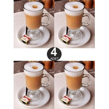 4'lü Kulplu Cam Latte Cappuccino Macchiato Nescafe Irish Coffee Kupası