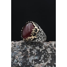 Akik Taşlı 925 Ayar Gümüş Erkek Yüzüğü 901257