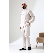 İhvanonline Erkek Müslin Hakim Yaka Gömlek Pantolon İkili Takım Hac Ve Umre Kıyafeti - Bej Cnr Gri İhvanonline Erkek Müslin Hakim Yaka Gömlek Pantolon İkili Takım Hac Ve Umre Kıyafeti - Bej Cnr Gri