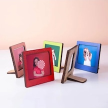 Ahşap Mini Fotoğraf Çerçevesi Seti, 2 Adet 9x9 Cm