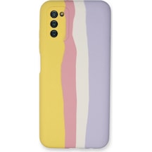 Newface - 386 - Samsung Galaxy A03s Kılıf Ebruli Lansman Silikon - Csmo-tex - - Sarı-mavi