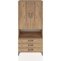 Hyperion Dolap 4 Raflı 3 Çekmeceli 2 Kapaklı 88x44x195 Çam-çam Çam