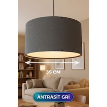 Antrasit Gri Kumaş Başlıklı Sarkıt Avize 35 Cm