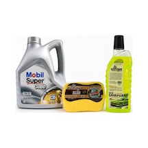 Mobil Süper 3000 0W-20 Tam Sentetik Motor Yağı 4 L + Oto Şampuan 1000 ML + Yıkama Süngeri