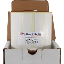 Al Hızlı Al Kuşe Etiket 100mm X 30mm Ruloda 1500 Adet 40mm Çapında Baskısız Barkod Yazıcı Etiketi 1