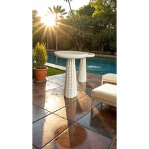 Doğal Ahşap Krem Renk 2 Li Sehpa Seti Mantar Yan Sehpa Takımı