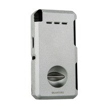 Quantoro Çift Torch Pürmüz V-cut/delicili/iğneli Gri Metal Puro Çakmağı - Trz1085