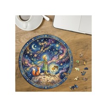 Küçük Prens Ve Tilki - Fantastik Gökyüzü Tasarımlı Özel Kesim Yuvarlak 272 Parça Ahşap Puzzle Mpda877