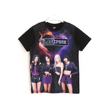 Dobakids Blackpink K-pop Grup Dijital Baskı Kız Çocuk T-shirt Siyah Renk Siyah