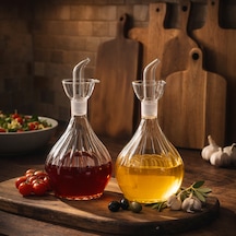 Porsima 410 2li Borosilikat Cam Yağdanlık Yağlık Sirkelik 1000ml Şeffaf