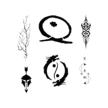 Karma Ying Yang 6 Adet Stencil Dövme Kalıbı Spreysiz Sadece Şablon