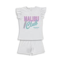 Civil Girls Malibu Baskılı Şortlu 2-5 Yaş Takım - Kırık Beyaz