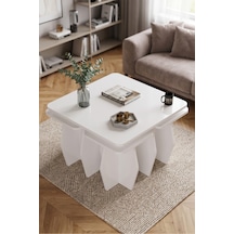 Orta Sehpa Ve Zigon Sehpa 5'li Set Modern Çok Amaçlı Salon Oturma Odası Yan Sehpa 9247 Beyaz Çok Renkli