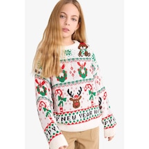 Defacto Ekru Kız Çocuk Kazak G0914a8/er233 Ekru