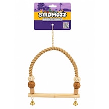 Birdmozz Premium Hasır Örgülü Cevizli Ahşap Tünek 25 Cm