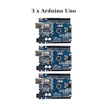 Arduino Uno R3 Klon 3'lü Set Ch340 + Usb Kablo  Örnek Kod + Türkçe Anlatım