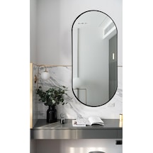 Model Alfa Dekoratif Ayna Duvar Aynası Konsol Aynası Mdf 90cm X 50 Cm Elips Ayna 90 X 50 Siyah