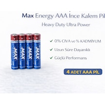 Max Energy Aaa İnce Kalem Pil 1.5v R03 Heavy Duty Ultra Power 4 Lü 1 Paket