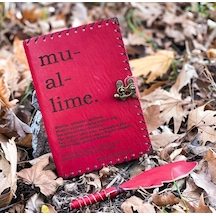 Öğretmene Muallime Deri Defter Kırmızı