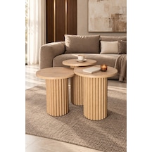 Soyasis Livia Bohem 3'lü Zigon Sehpa 40 Cm - Safir Meşe