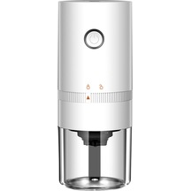 Hfambition 6 Kademeli Usb Şarjlı Portatif Kahve Değirmeni - Seramik Bıçaklı, Otomatik Durdurma, Beyaz Renk Beyaz