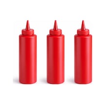 Sosluk Sıkma Şişesi 3 Adet 1000 Ml Bpa Free Ketçap Sos Şişesi Endüstriyel Kullanım Kırmızı