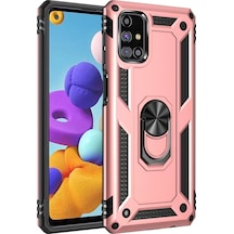 Newface Samsung Galaxy M31s Kılıf Sofya Yüzüklü Silikon Kapak - Rose