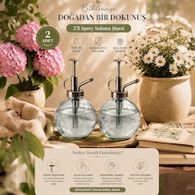 Porsima 15729 2'li Cam Sprey Şişe Seti 350 Ml Gri Cam Çiçek Bitki Sulama Püskürtücü & Sprey Yağdanlık