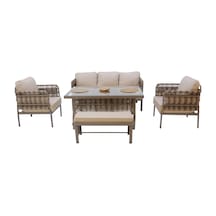 Liora Üçlü Rattan Bahçe Oturma Grubu 3+1+1+sehpalı Bahçe Takımı