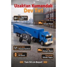 Uzaktan Kumandalı Dev Tır 50 Cm Büyük Boy Oyuncak Kamyon 1:32 Ölçek Lacivert