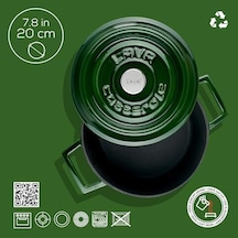 Lava Premium Serisi - Döküm Yuvarlak Tencere, 20 Cm, Majolik Yeşil 0
