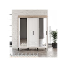 Afilli Ildır Sürgülü 2 Kapaklı 2 Çekmeceli Gardrop Beyaz Tamamı M