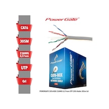 Powergate Cat6-box-gy, 23awg 0,57mm, Utp, Cat6 Kablo, 305m, Gri