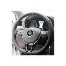 Toyota Corolla 2004 E120 Direksiyon Kılıfı Alcantara Karbon Kırmızı Yüzük Kırmızı Dikiş Siyah Kırmızı