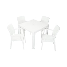 Depootoptan Mandella Elit Rattan 90 x 90 CM Elit Koltuk Masa Takımı Beyaz