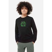 Tshirthane Nuclear Reactor Baskılı Unisex Çocuk Siyah Sweatshirt Siyah