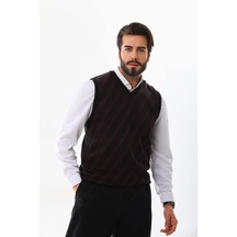 Pelikan Erkek Çizgili V Yaka Süveter 9625 Bordo