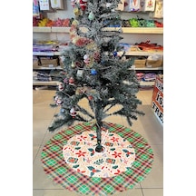 Yılbaşı Kırmızı Kokina Desenli Ağaç Eteği Yeni Yıl Çam Ağaçı ...