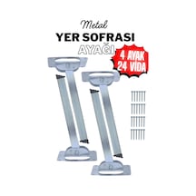 4 Adet 25 Cm Metal Yer Sofrası Ayağı - Katlanır Çinko Sini Altı Takımı 4 Adet Metal Katlanır Sehpa Ayağı Katlanır Ayak Parmak İzi Bırakmaz Inox Parmak İzi Bırakmaz Inox